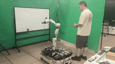 iPad-based robot control demonstration while wiping a board